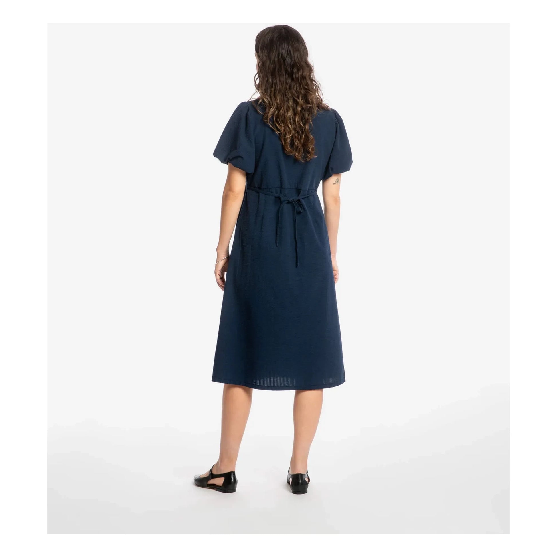 Matona - Mi-Long Organic Cotton Dress | Navy blue
