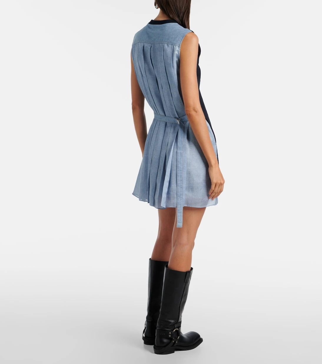 Sacai - فستان قصير من جيرسيه القطن