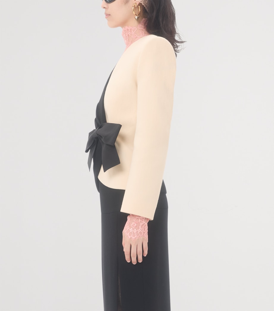 Valentino Black Virgin Wool Bow Blazer