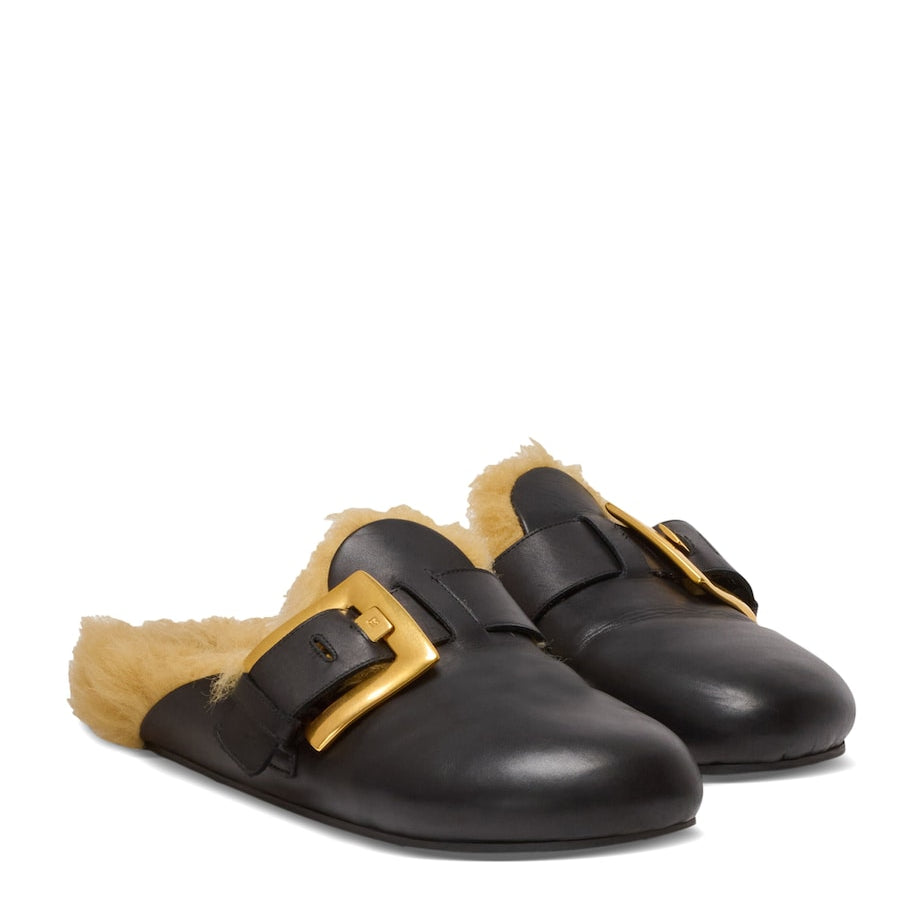 Black Leather Anthem Clogs