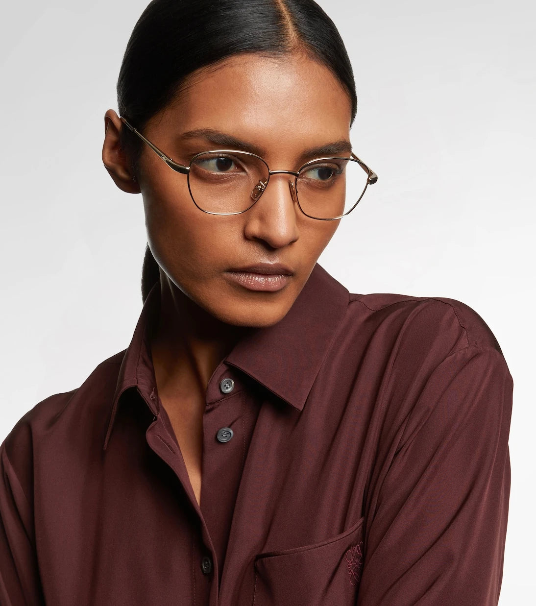 Loewe - نظارة معدنية رفيعة مربعة