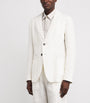 White Linen Single-Breasted Blazer