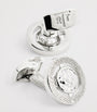 Rhodium-Plated Cubic Zirconia Halo Round Cufflinks