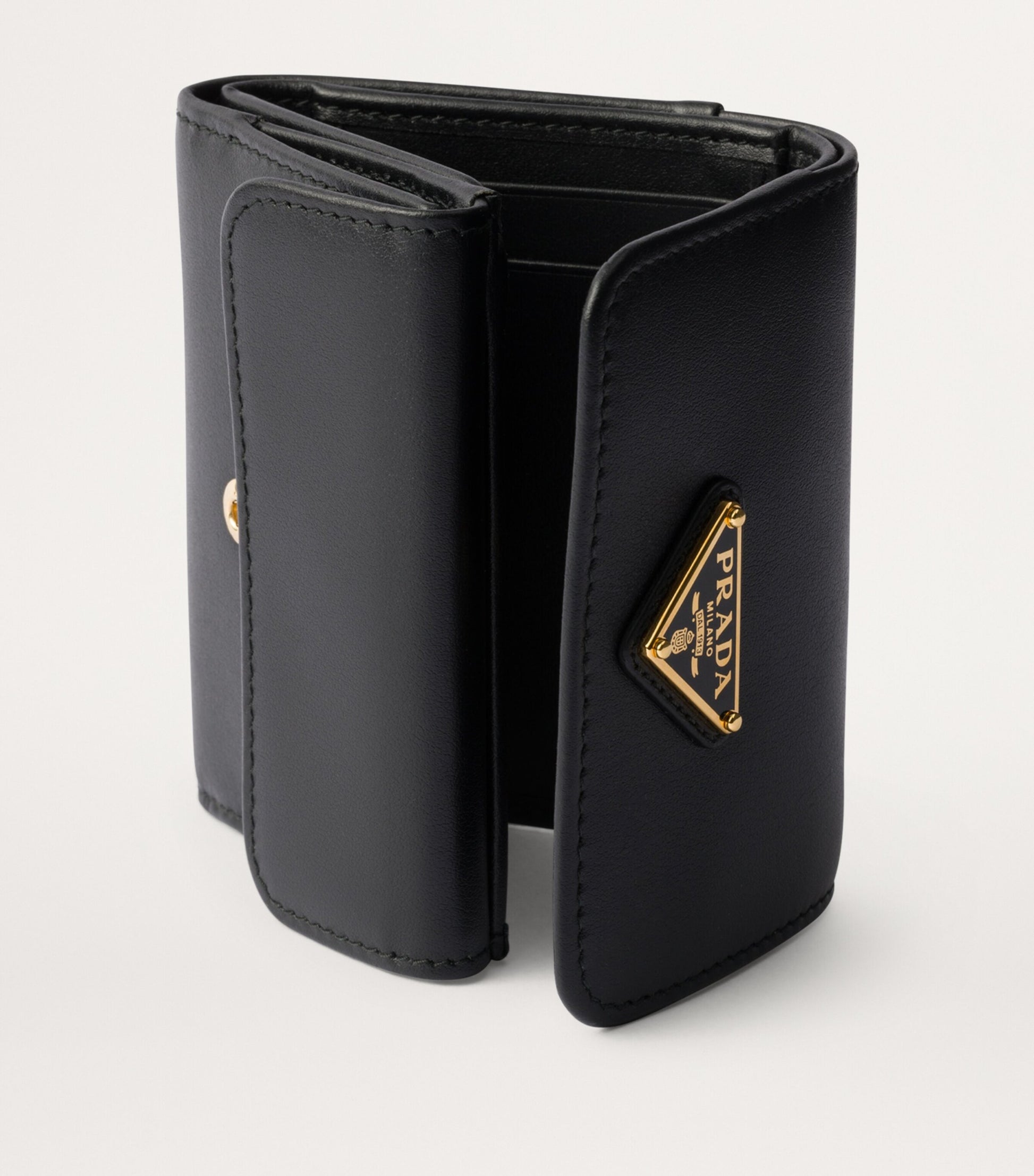 Prada Black Small Leather Triangle Wallet