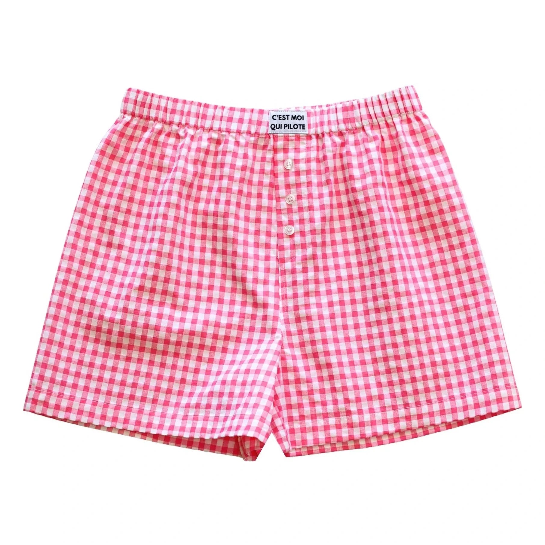 C'est moi qui pilote - Vichy boxer shorts | Pink