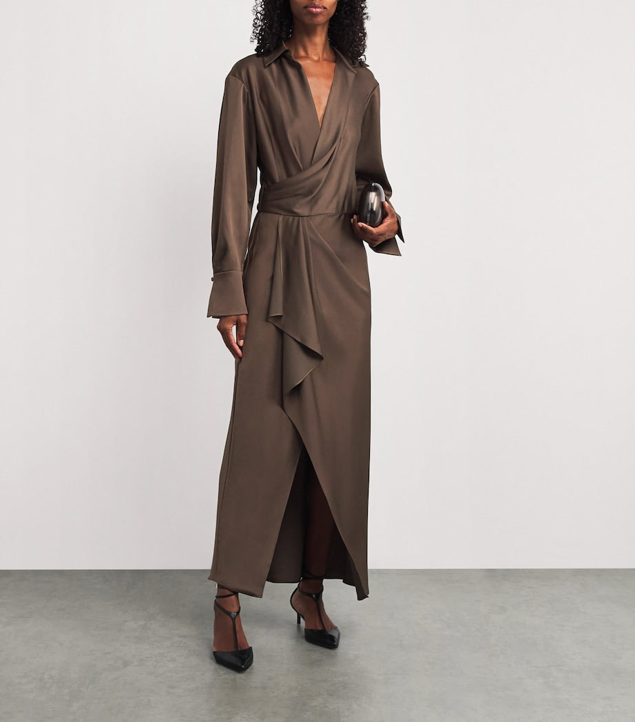 Satin Draped Talita Midi Dress COCOA
