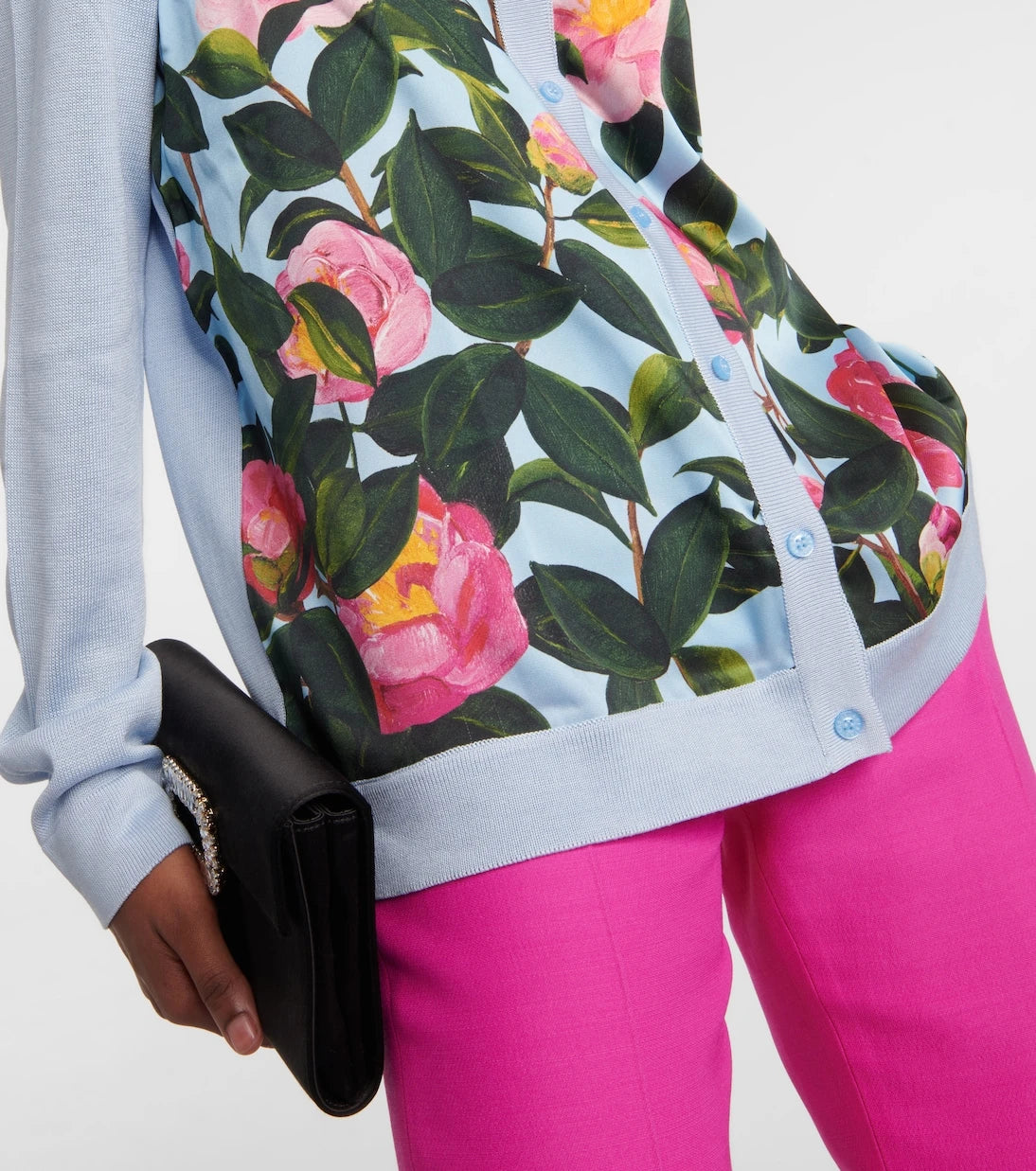 Oscar de la Renta - Printed silk-trimmed cardigan