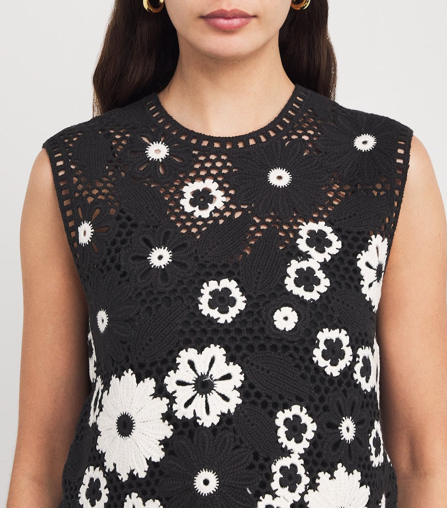 Multi Cotton Crochet Floral Top