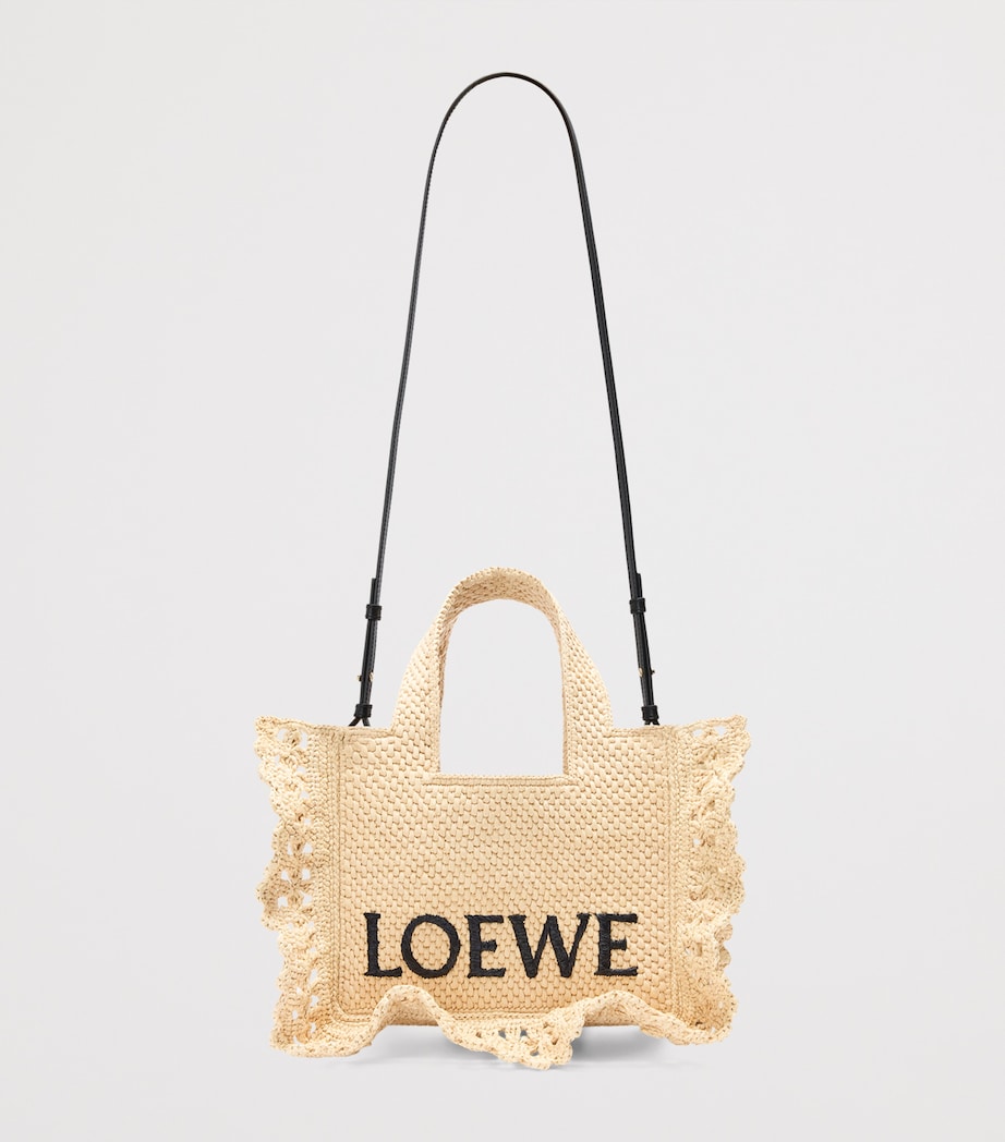 LOEWE Beige x Paula's Ibiza Raffia Font Tote Bag