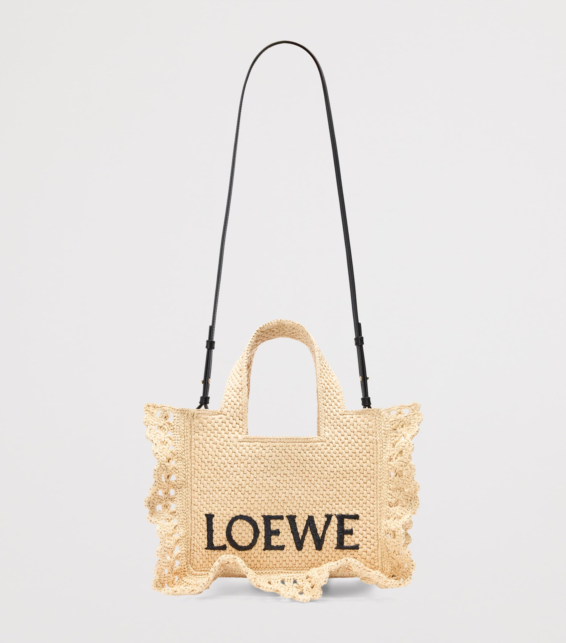 LOEWE Beige x Paula's Ibiza Raffia Font Tote Bag