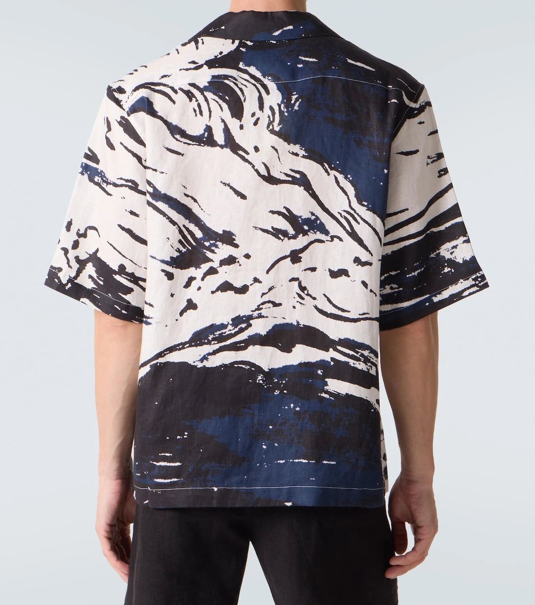 Commas - Printed linen bowling shirt