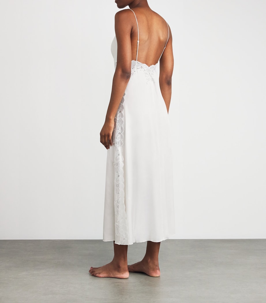 Bocan White Lace-Trim Slip Dress