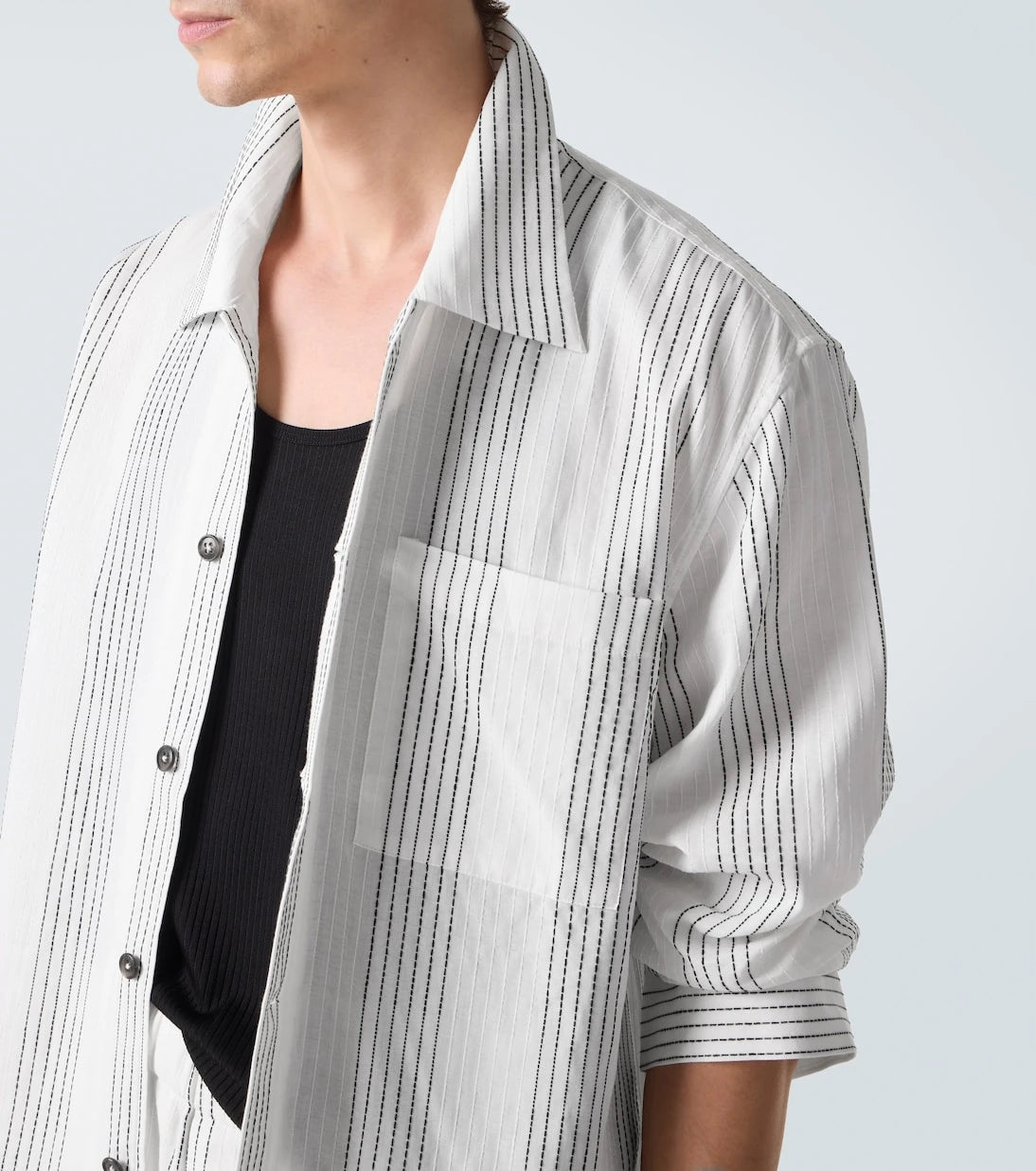 Commas - Textured Striped cotton overshirt