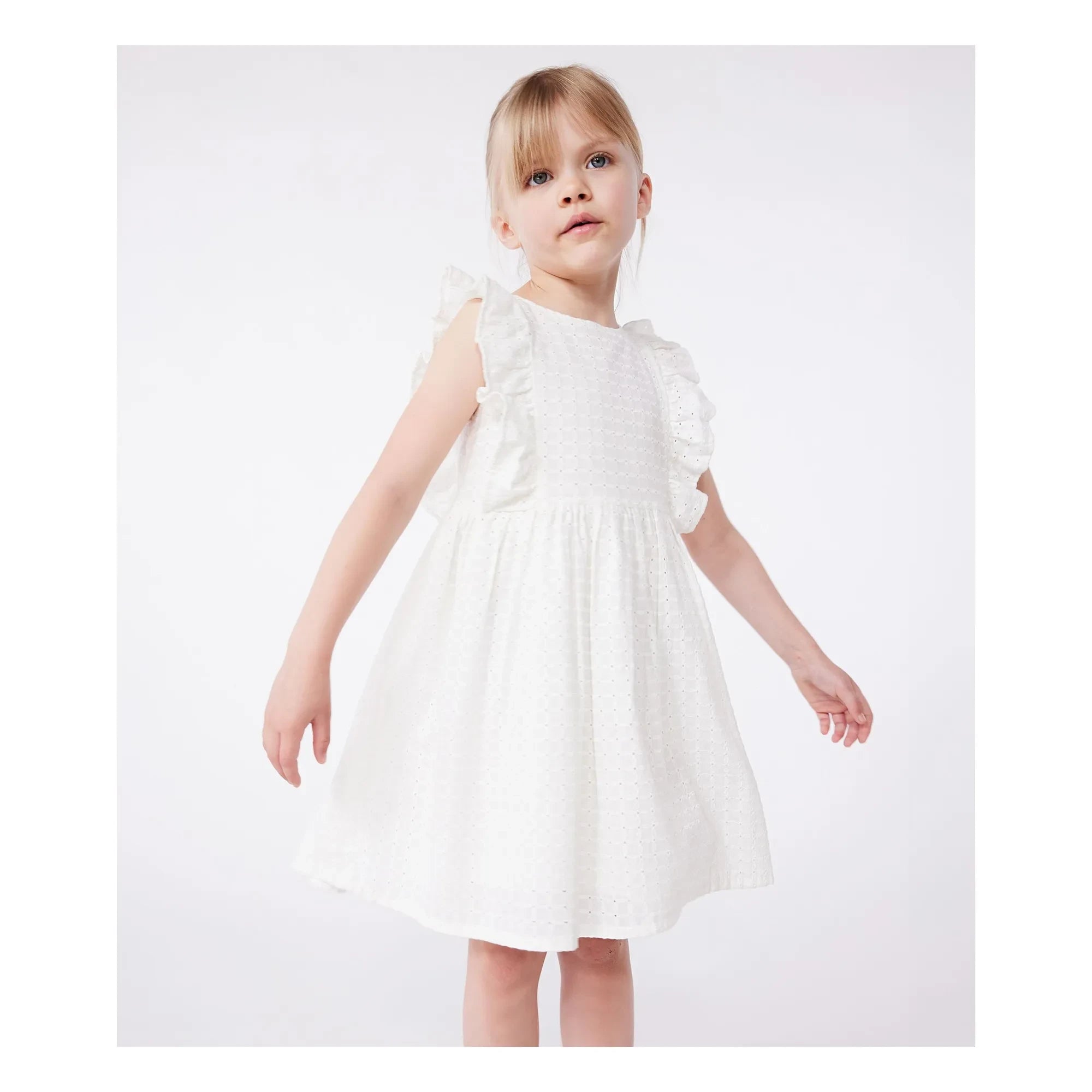 Petit Bateau - Dress Brendice Broderie Anglaise Organic cotton | White