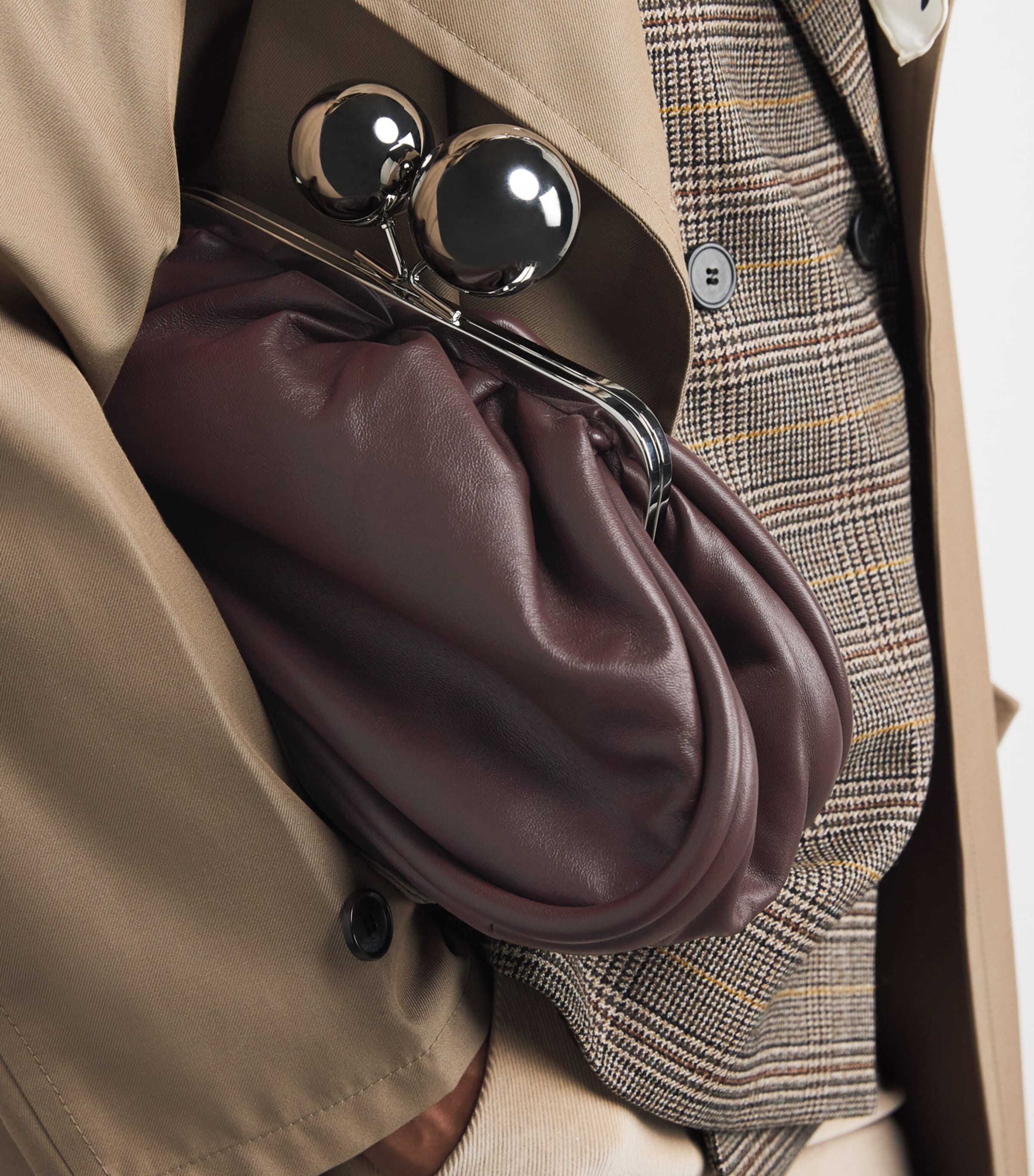 Weekend Max Mara Brown Medium Leather Pasticcino Clutch Bag