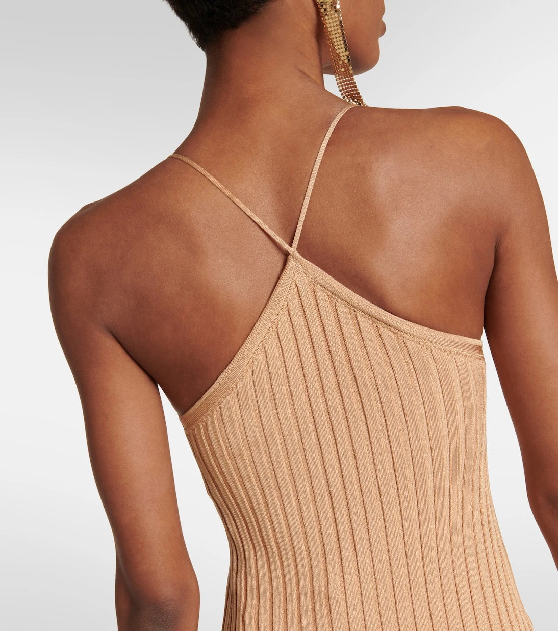 Galvan - Rhea rib-knit halterneck midi dress