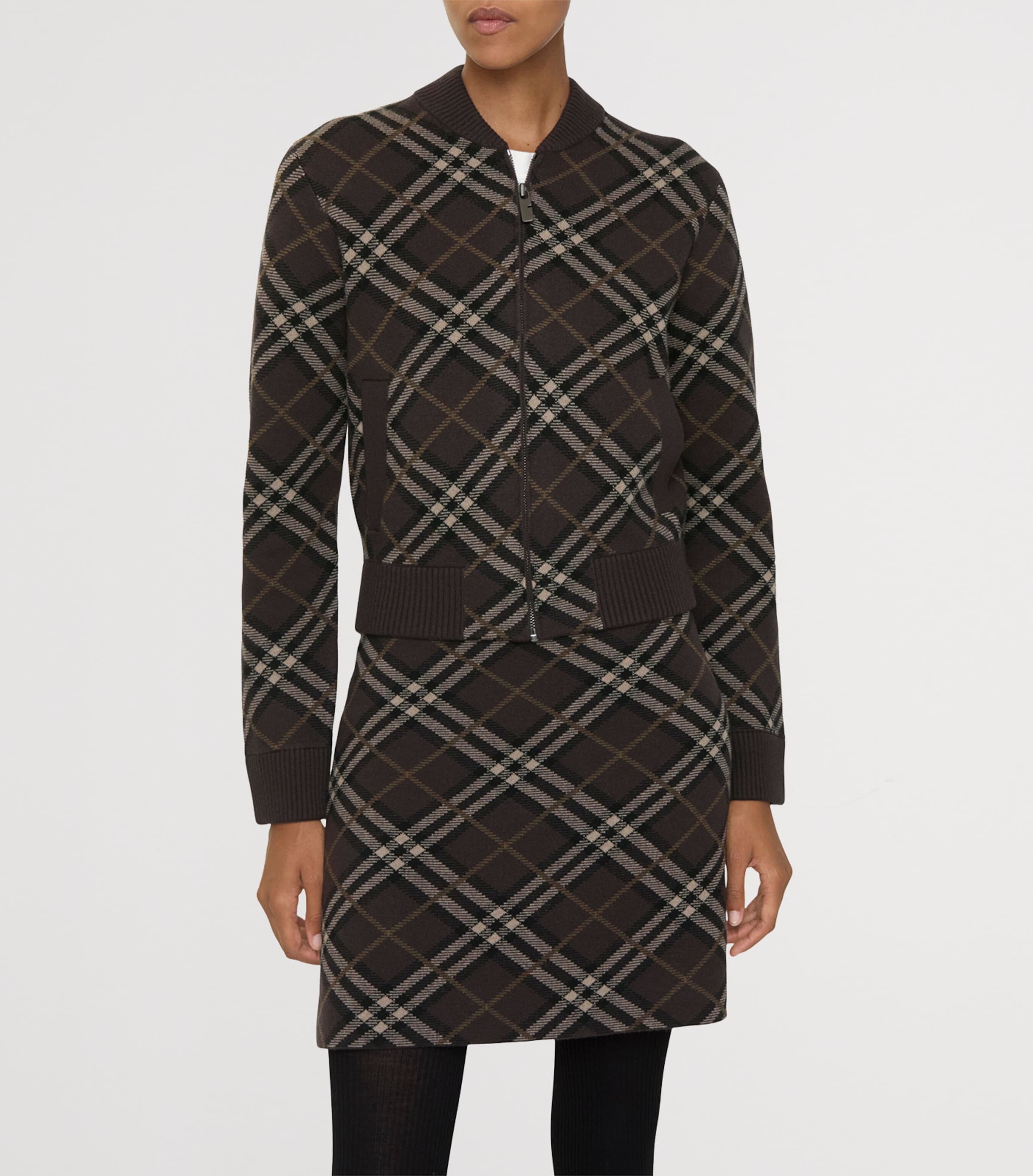 Burberry Wool-Blend Check Bomber Jacket