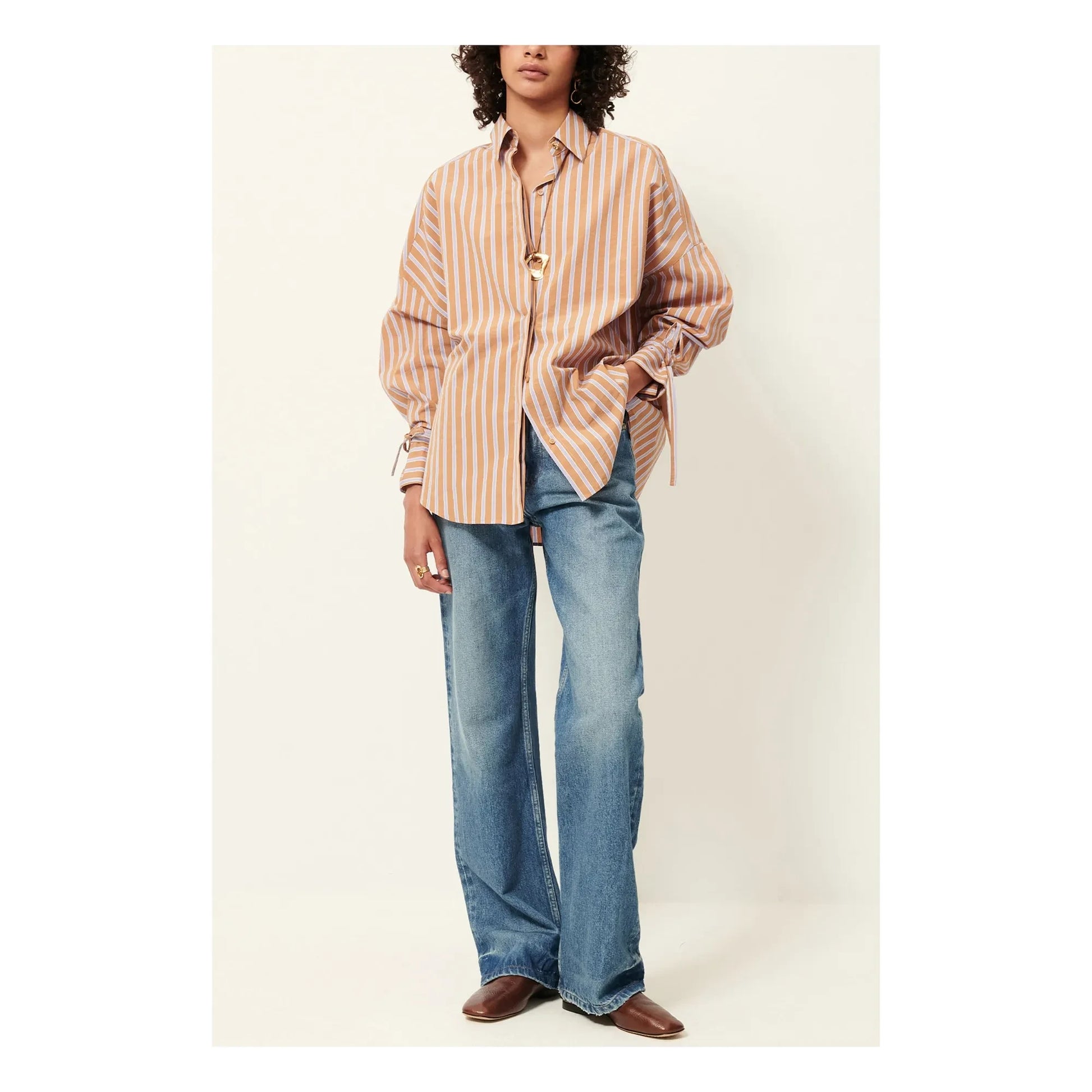 Sessùn - Armando Cotton Stripe Shirt | Terracotta