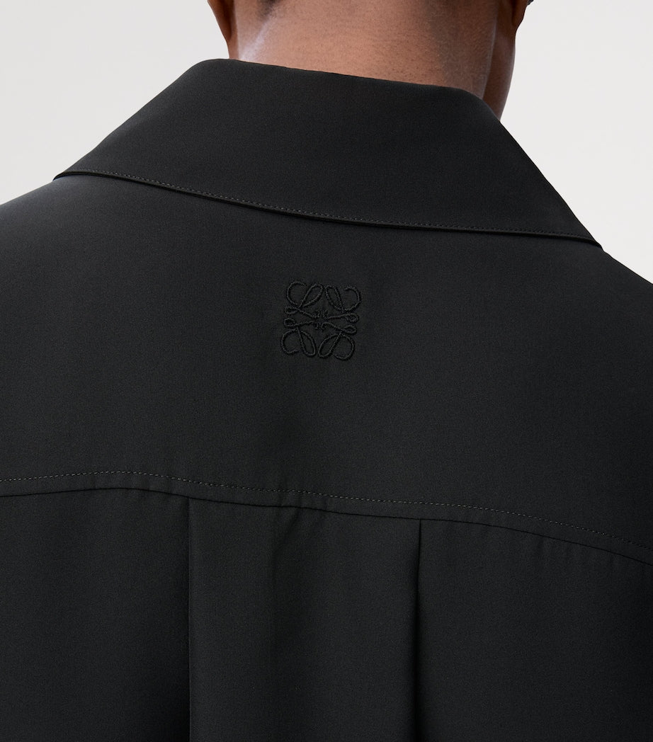 Silk Anagram-Detail Shirt Dress BLACK