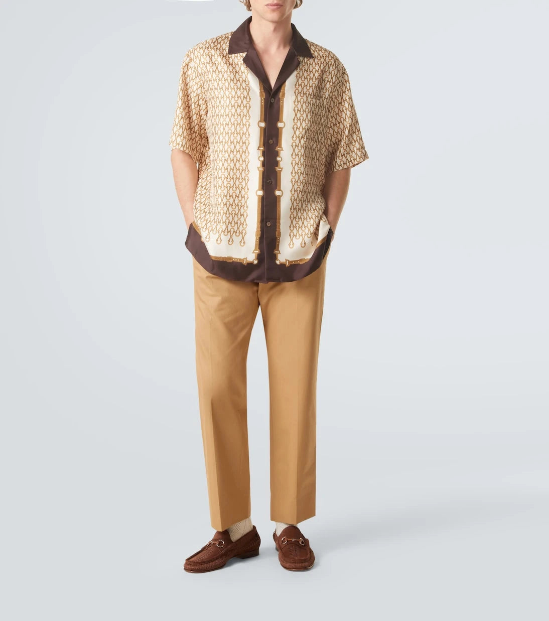 Gucci - Bamboo Horsebit woven suede loafers