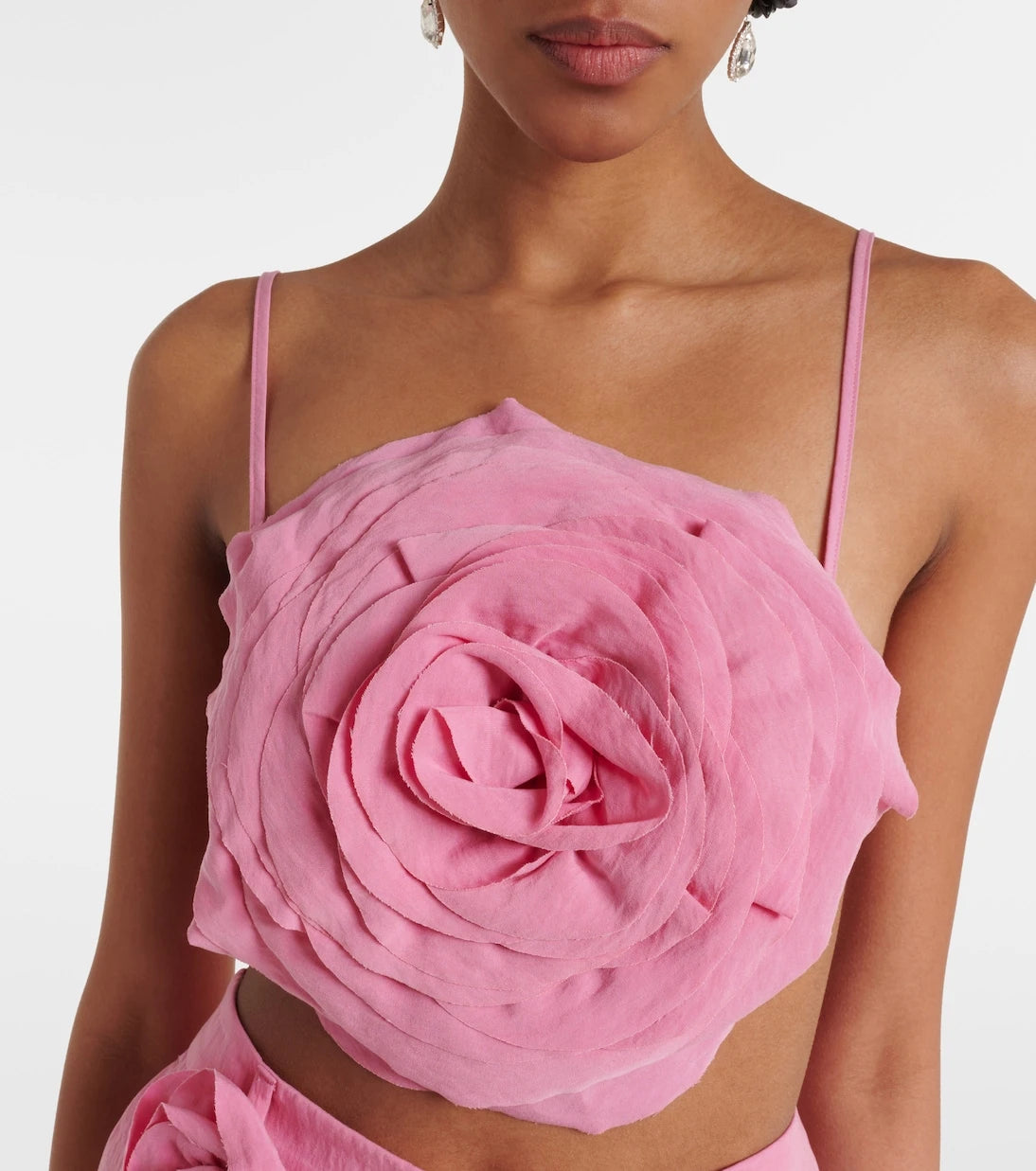 Blumarine - Floral-appliqué gabardine crop top