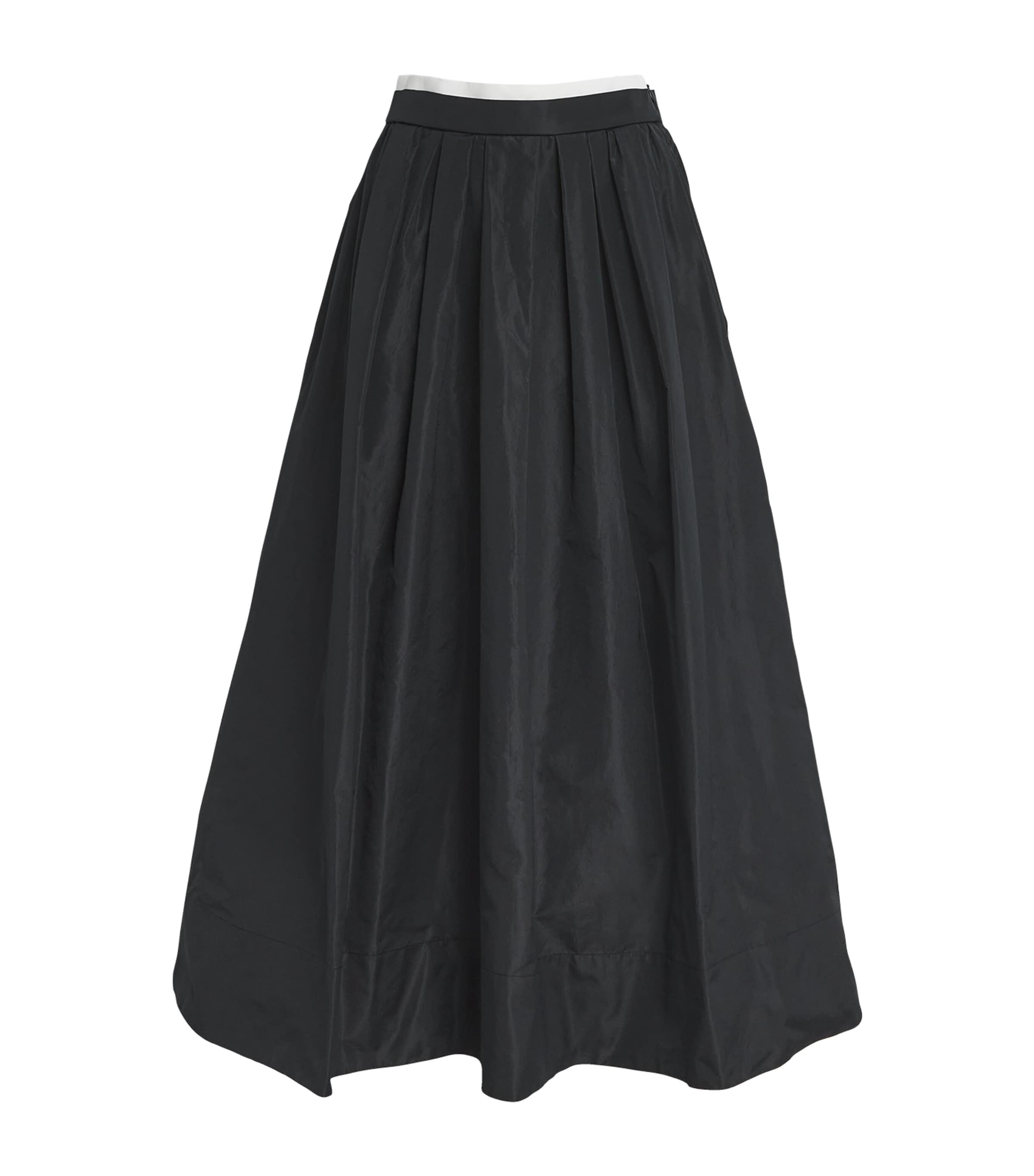 Maje Black Pleated Midi Skirt