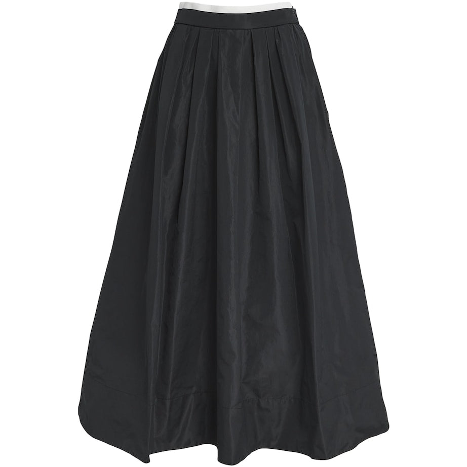 Black Pleated Midi Skirt