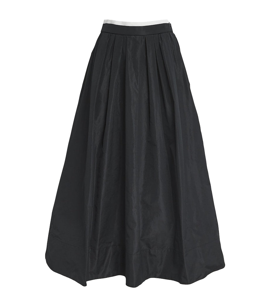 Black Pleated Midi Skirt