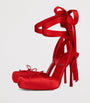 Christian Louboutin Red Cassia Lace-Up Satin Pumps 100