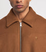 AMI Paris Brown Boiled Wool Bomber Jacket