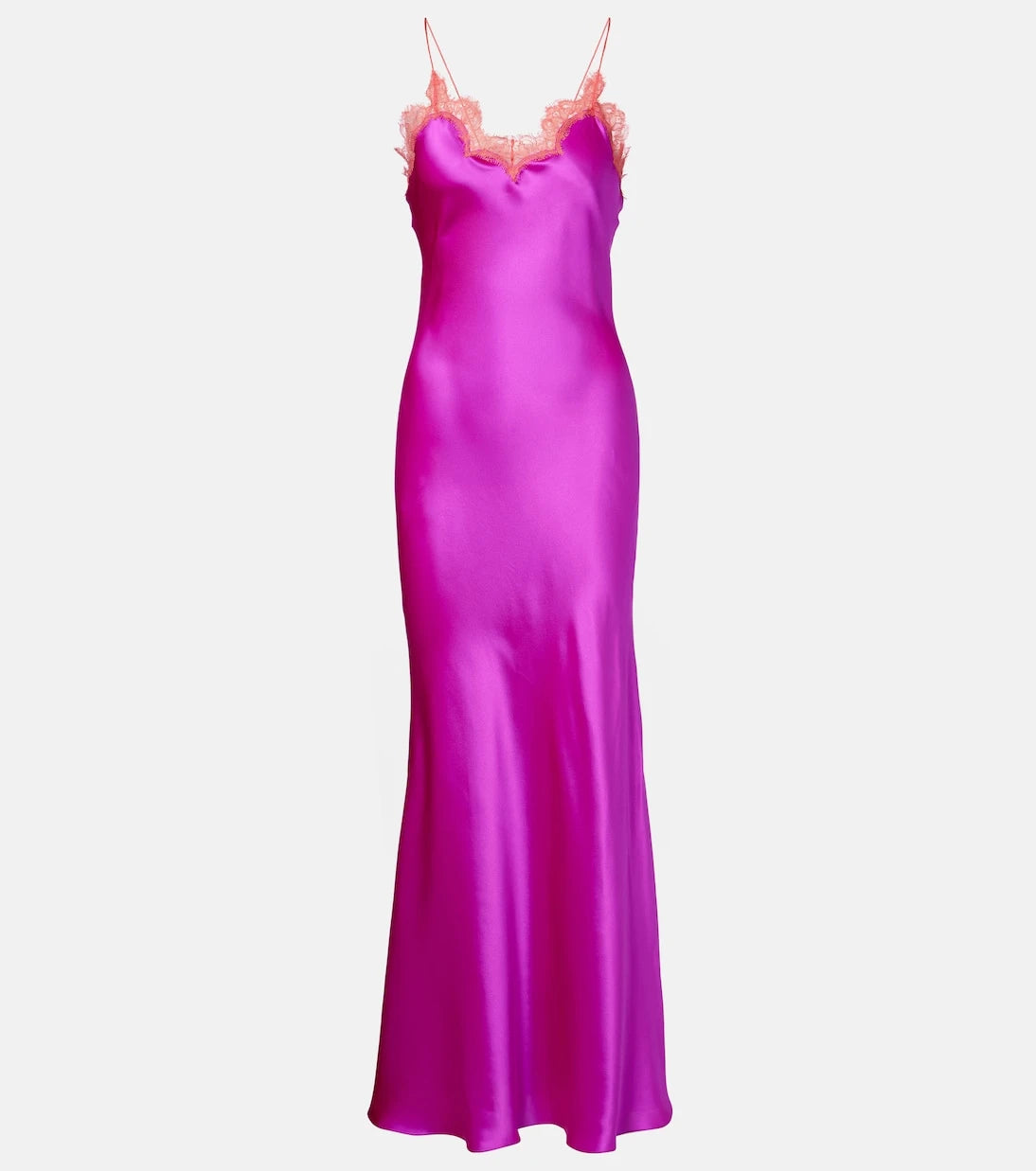 Roberto Cavalli - Lace-trimmed silk slip dress