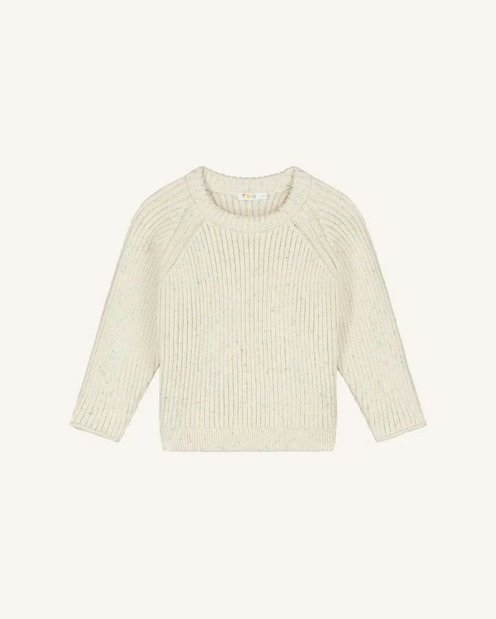 Yuki - Organic Cotton Ribbed Sweater | Heather white
