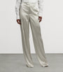 Ivory Satin Wide-Leg Trousers
