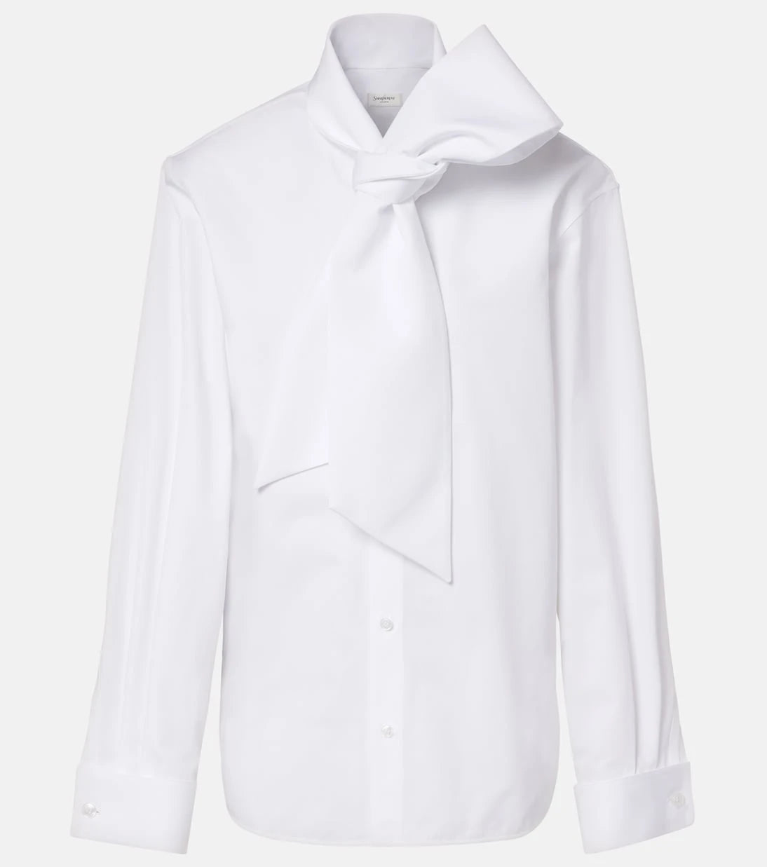Saint Laurent - Tie-neck cotton poplin blouse