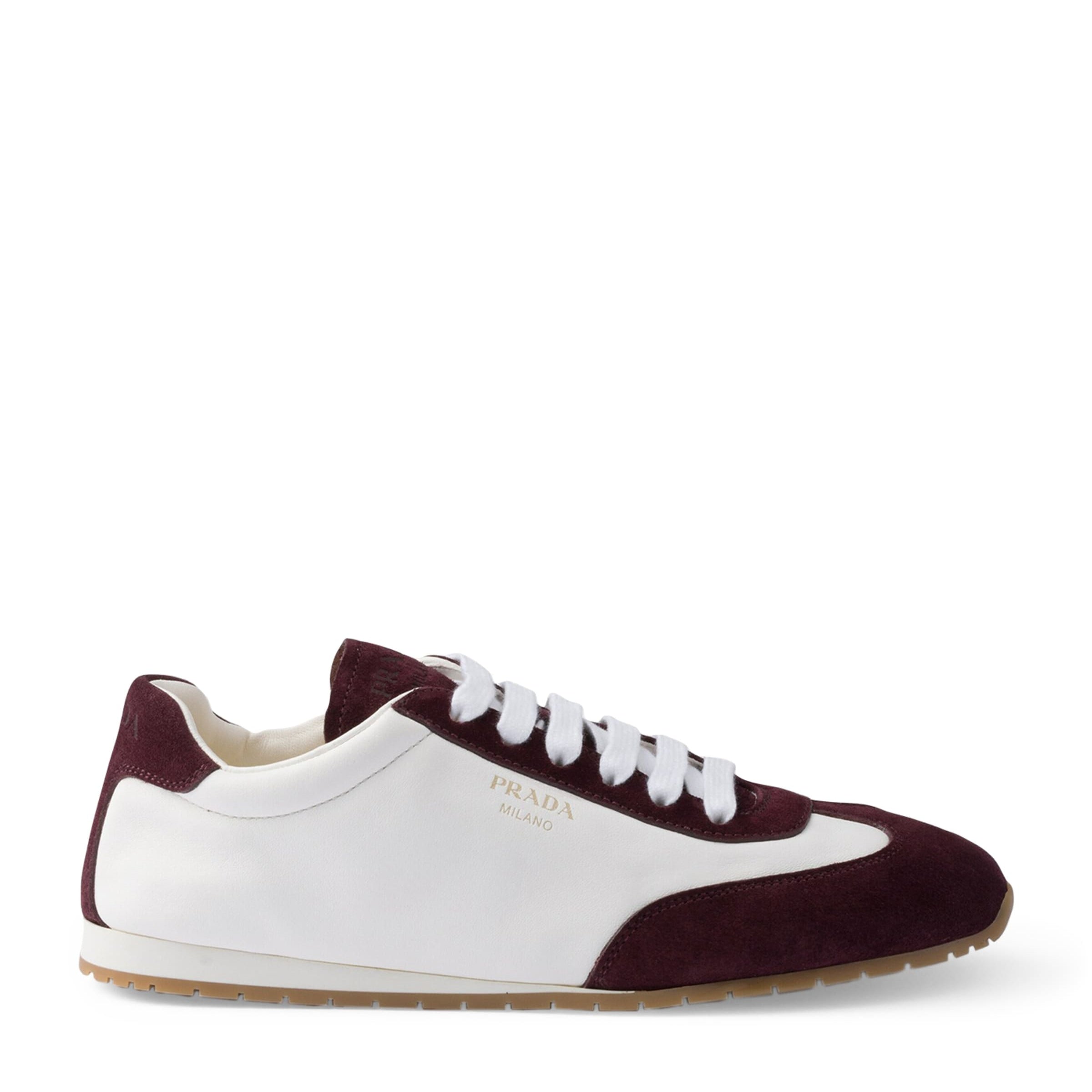 Prada Neutral Nappa Leather and Suede Sneakers