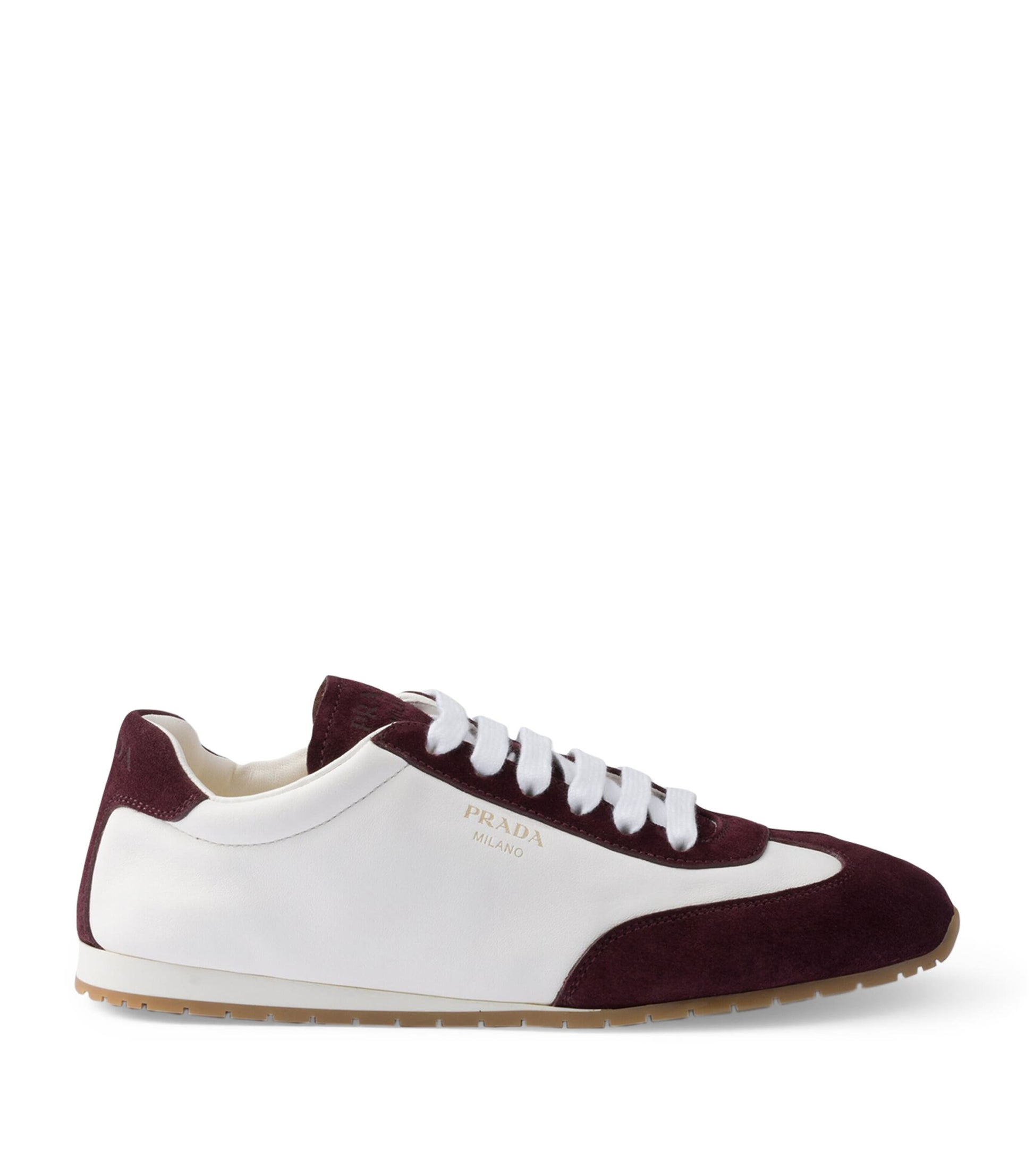Prada Neutral Nappa Leather and Suede Sneakers