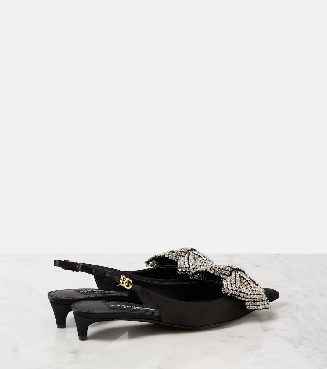 Dolce&Gabbana - Embellished satin slingback pumps
