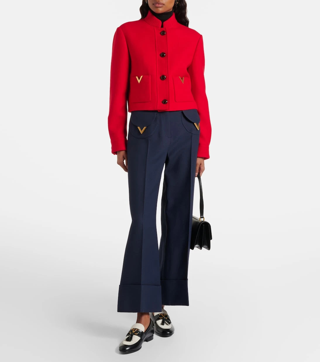 Valentino - Crepe Couture VGold wide-leg pants