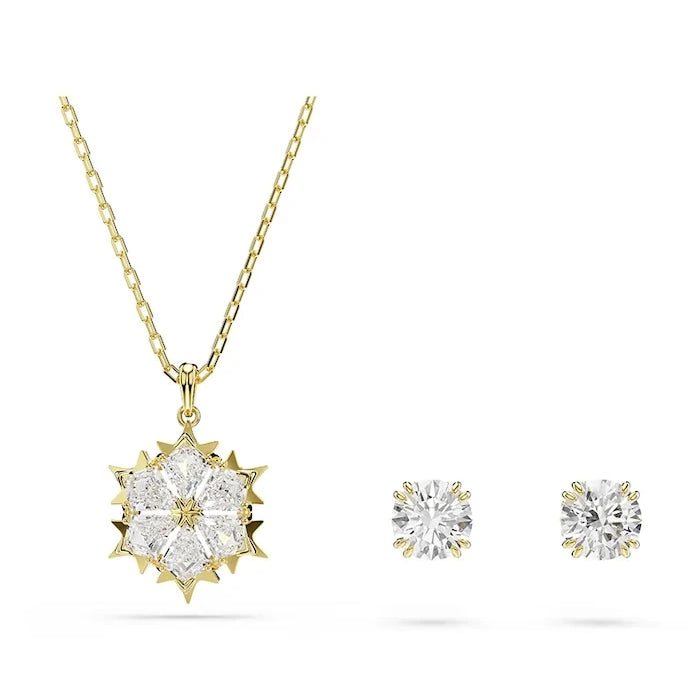 Swarovski kadın kolyesi ve küpeleri, altın kaplama model, MAGIC zirkonlu