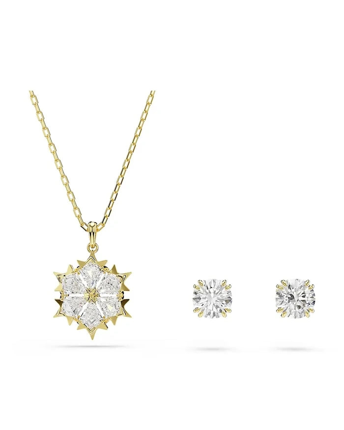 Swarovski kadın kolyesi ve küpeleri, altın kaplama model, MAGIC zirkonlu