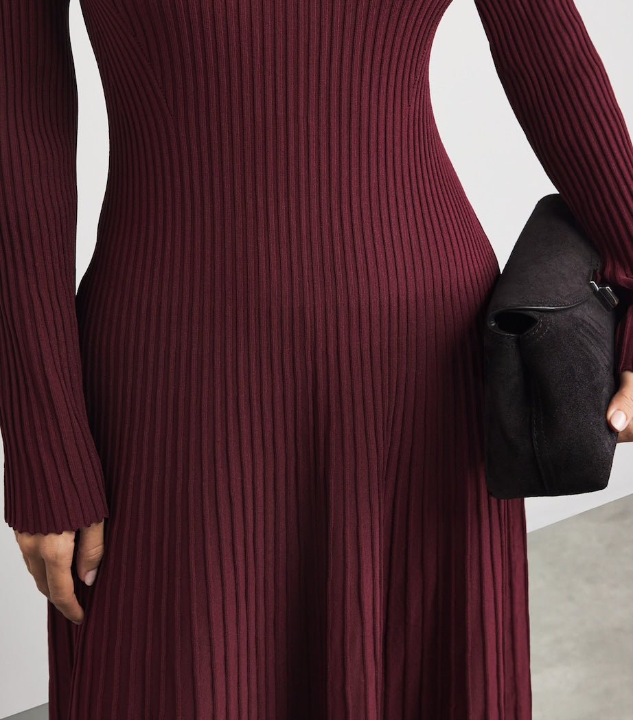 Simkhai Red Ribbed Genna Midi Dress