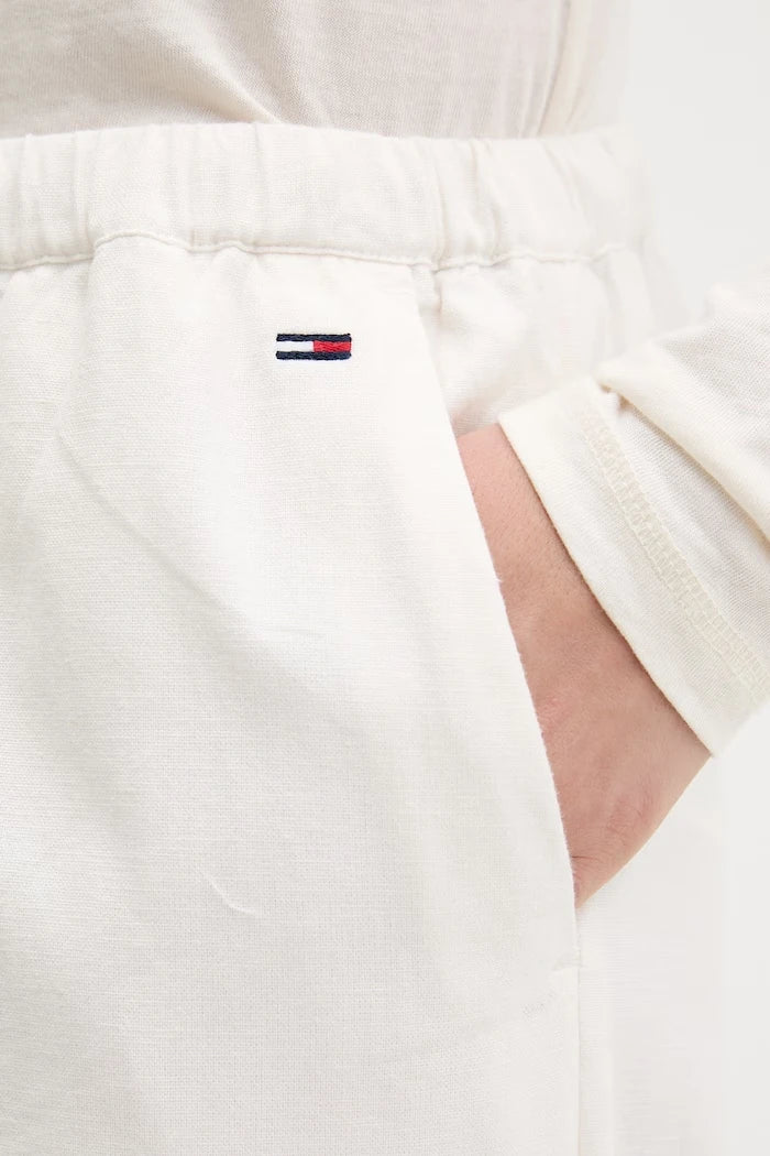 Tommy Jeans kadın geniş paça pantolon, keten karışımlı