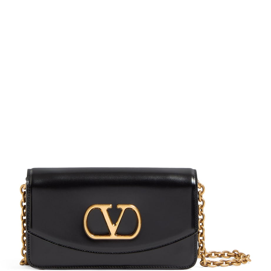 Valentino Garavani Black Small Leather Vain Clutch Bag