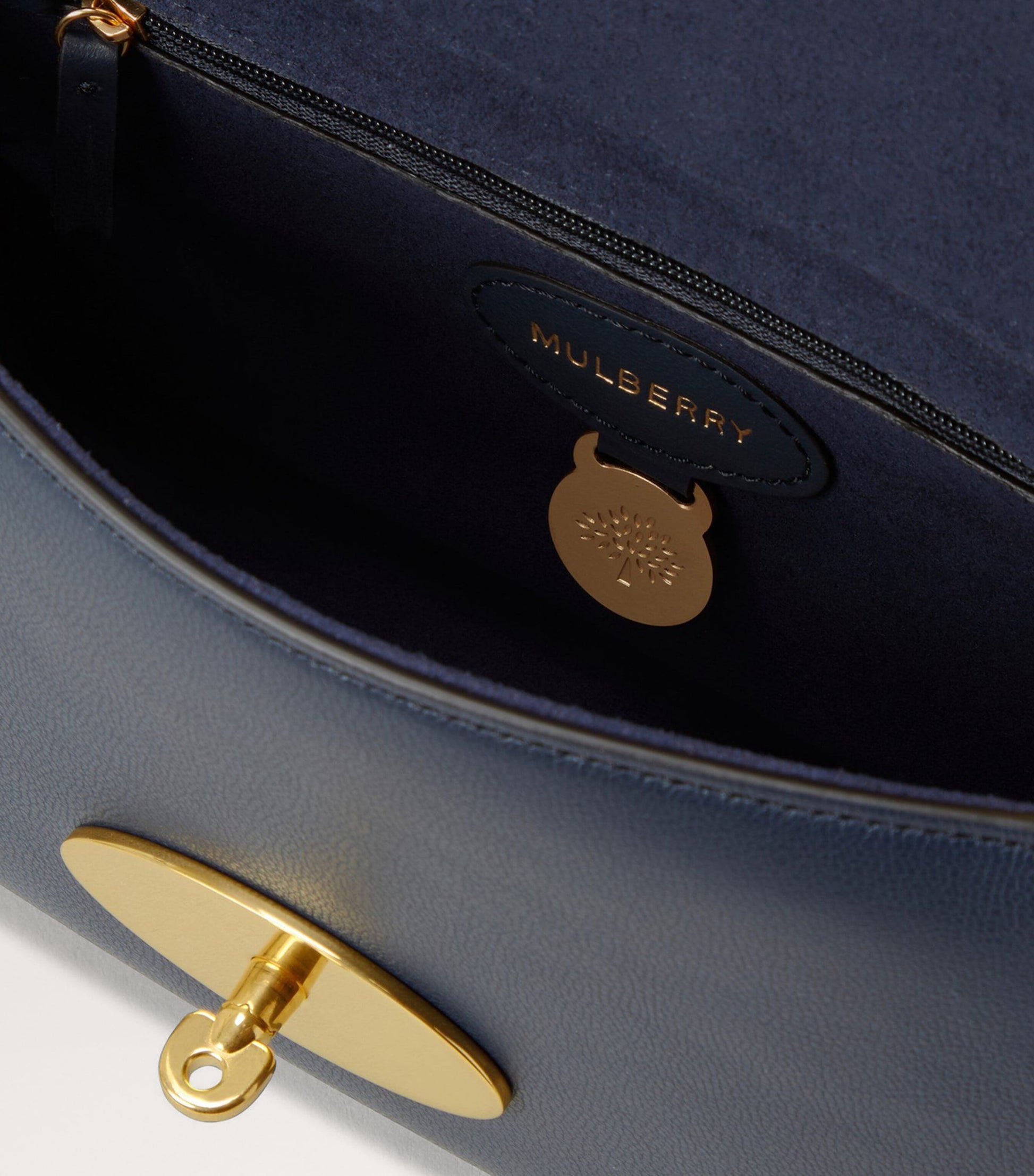 Mulberry Blue Grained Leather Lily Shoulder Bag
