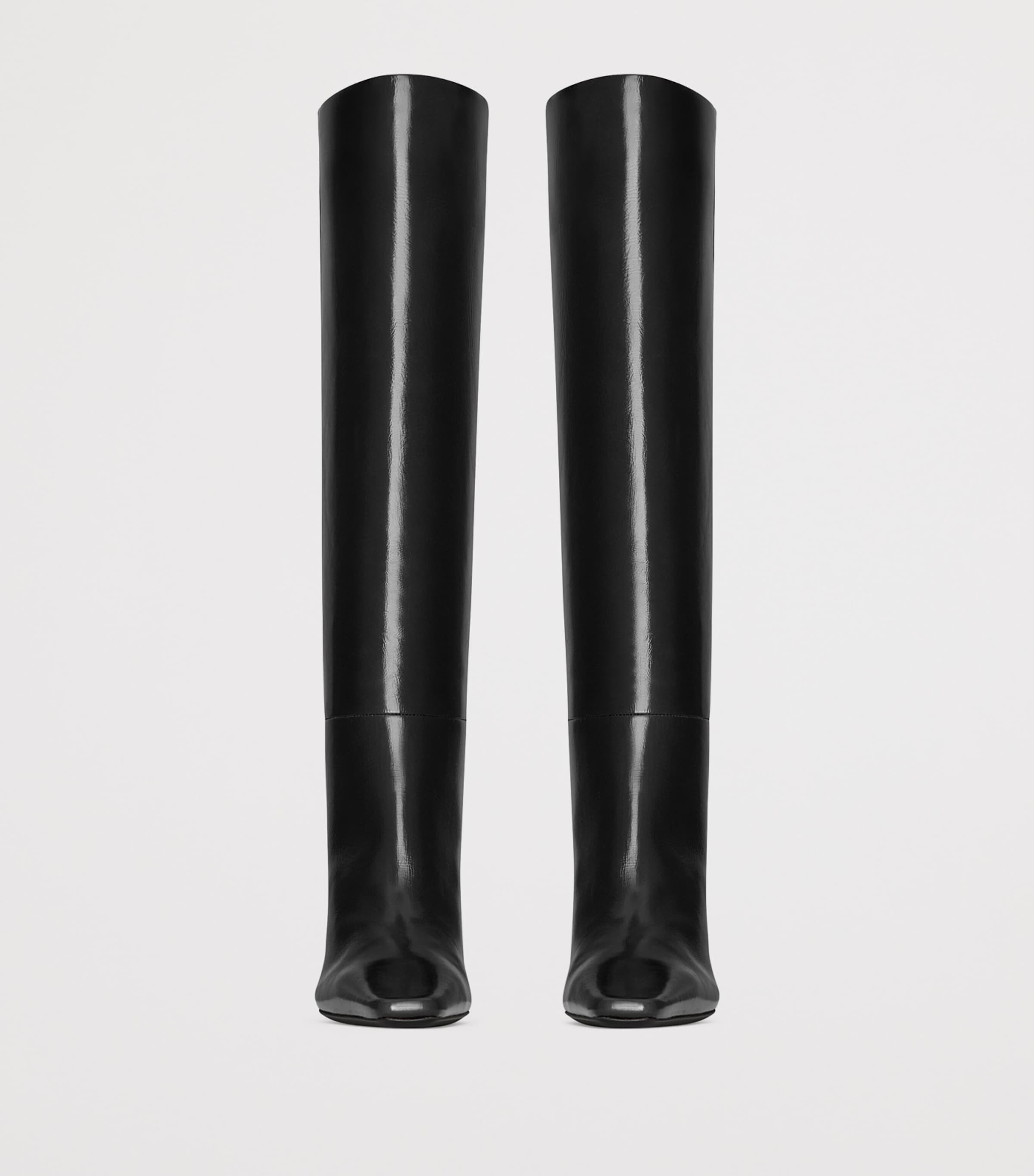 Saint Laurent Black Patent Leather Jill Knee-High Boots 75