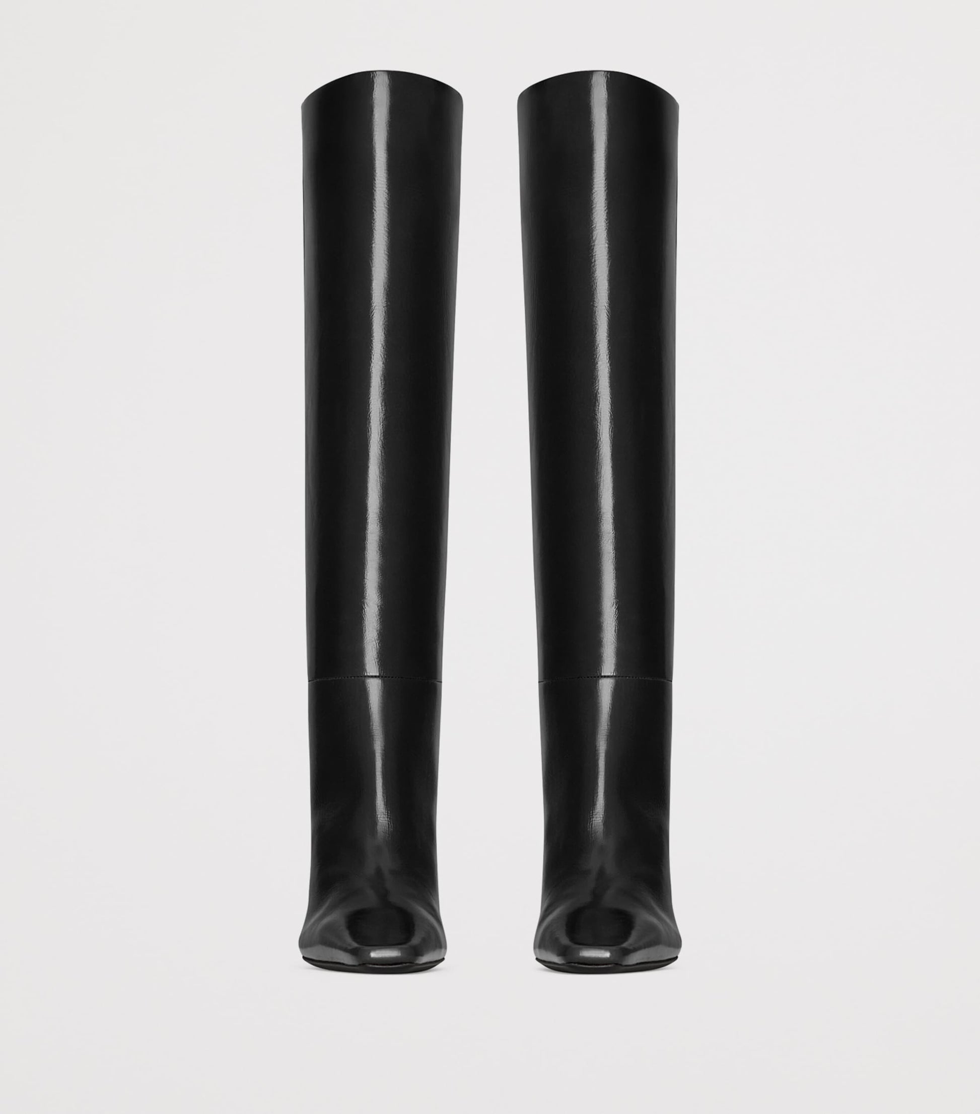 Saint Laurent Black Patent Leather Jill Knee-High Boots 75