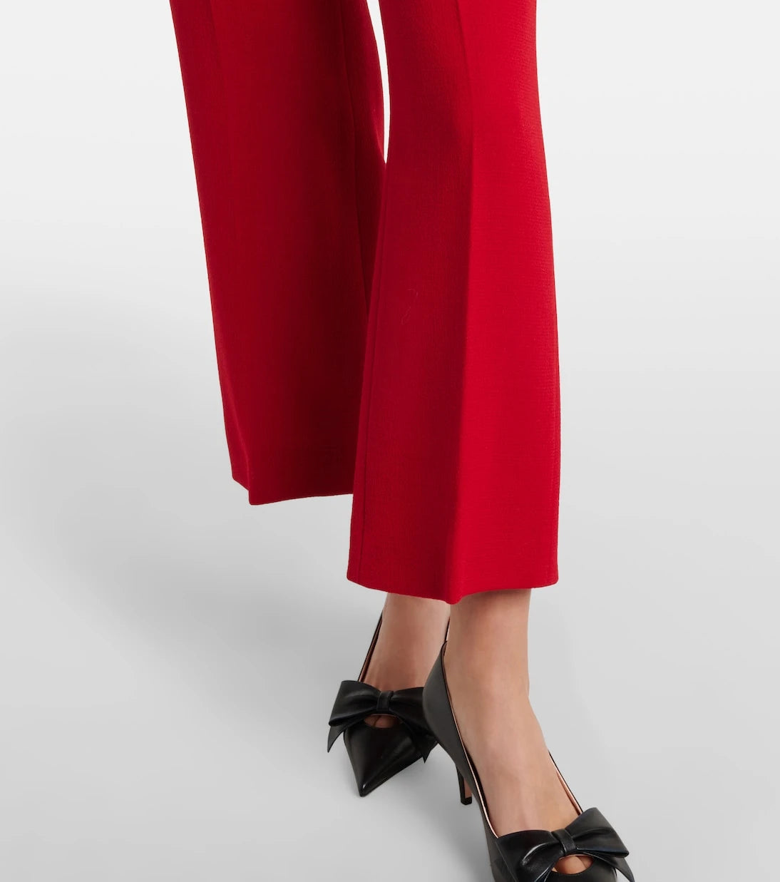 Valentino - VLogo cropped virgin wool crêpe straight pants