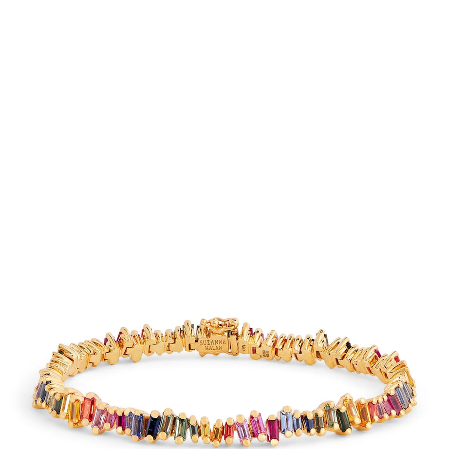 Rose Gold and Rainbow Sapphire Bold Tennis Bracelet