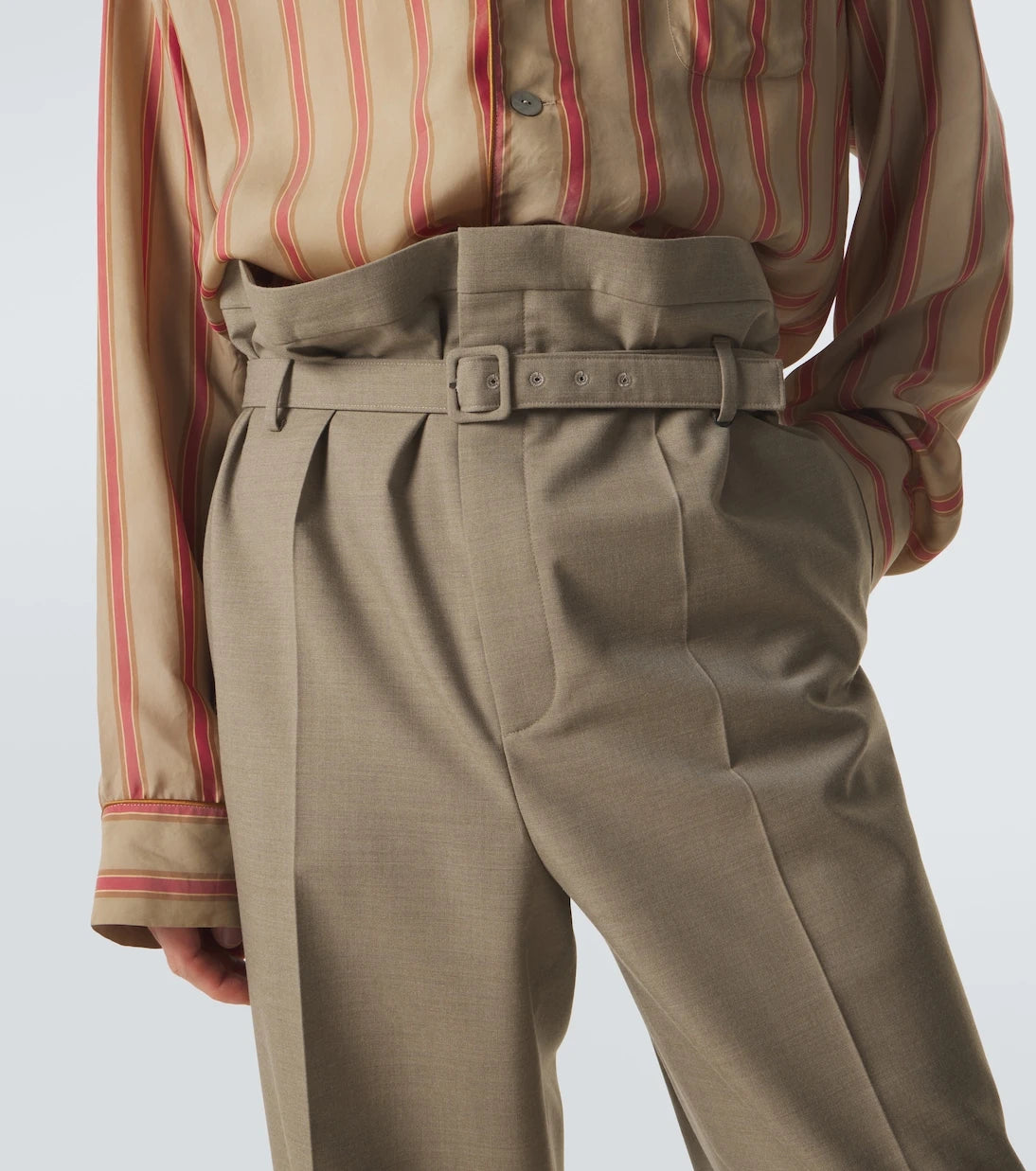 Saint Laurent - Belted wool gabardine tapered pants