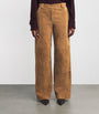 Tory Burch Brown Suede Relaxed Trousers